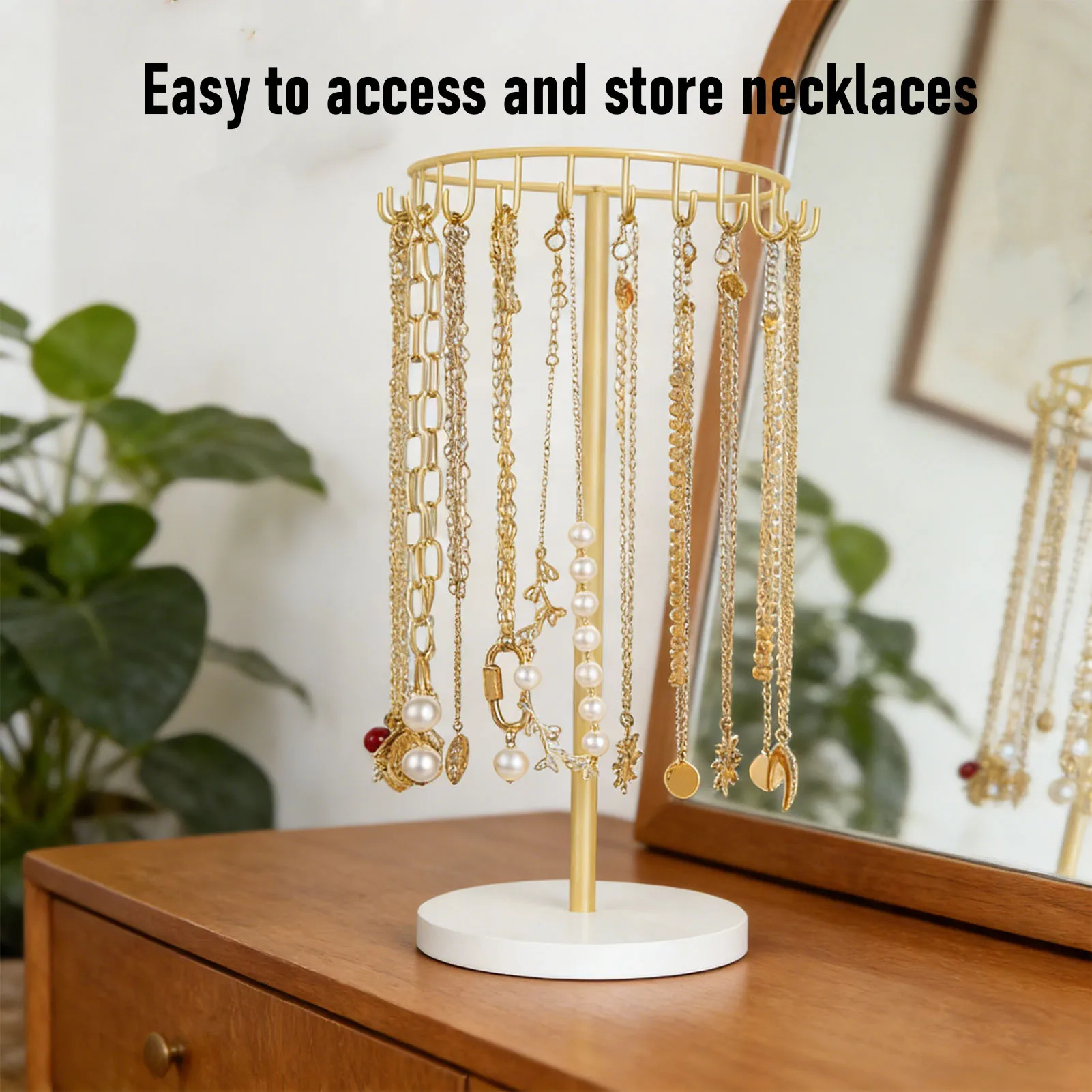 Necklace Holder Metal Necklace Display Wood Base with 22 Hooks Jewelry Organizer Home Decoration for Women Necklace Organizer
Necklace Holder Metal Necklace Display Wood Base with 22 Hooks Jewelry Organizer Home Decoration for Women Necklace Organizer
