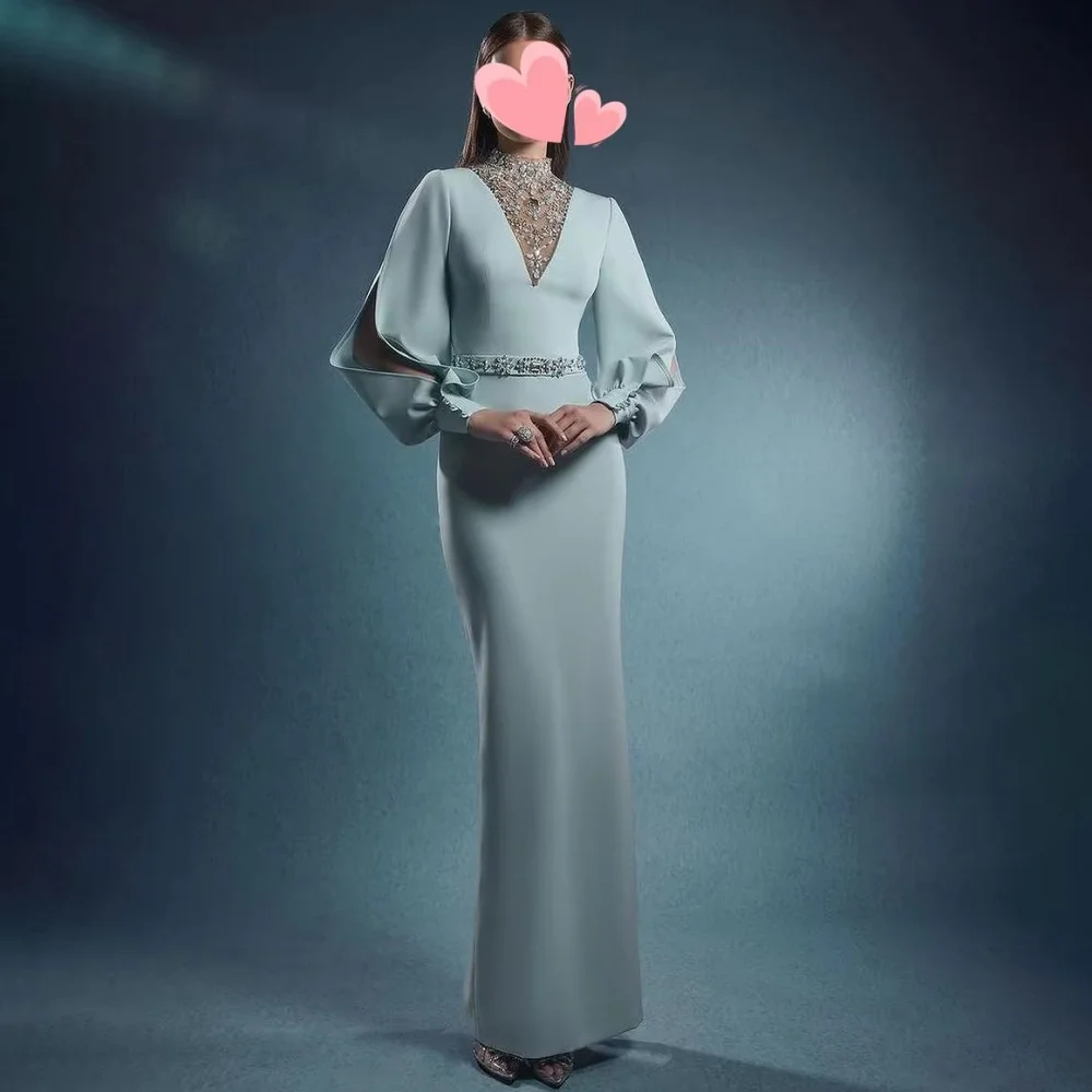Customized Exquisite Long Sleeve Mermaid Evening Dresses Charming Ruched Prom Dresses Sashes Beading Party Gown فساتين سهرة
Customized Exquisite Long Sleeve Mermaid Evening Dresses Charming Ruched Prom Dresses Sashes Beading Party Gown فساتين سهرة