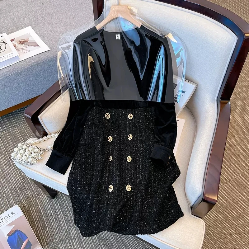 Retro Large Size Women's Clothing 2023 Spring Autumn New Gold Velvet Slim V-neck Dress fp731
Retro Large Size Women's Clothing 2023 Spring Autumn New Gold Velvet Slim V-neck Dress fp731