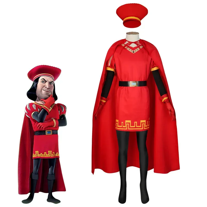 Lord Farquaad Cosplay Anime Costume Uniform Cloak Glove Hat Set Medieval Cosplay Halloween Party Red Outfit for Kid Women Men
Lord Farquaad Cosplay Anime Costume Uniform Cloak Glove Hat Set Medieval Cosplay Halloween Party Red Outfit for Kid Women Men