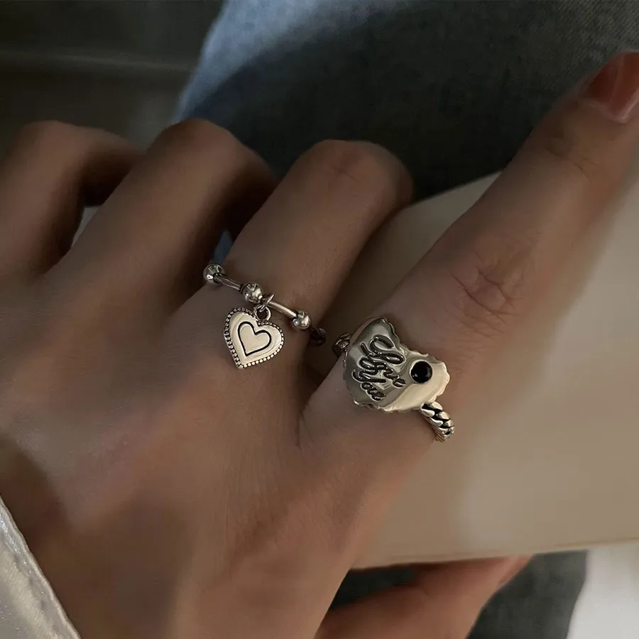 925 Silver Trendy Simple Design Rings Heart Tassel Retro Distressed Opening Handmade Ring Fashion Women Girls Party Jewelry
925 Silver Trendy Simple Design Rings Heart Tassel Retro Distressed Opening Handmade Ring Fashion Women Girls Party Jewelry
