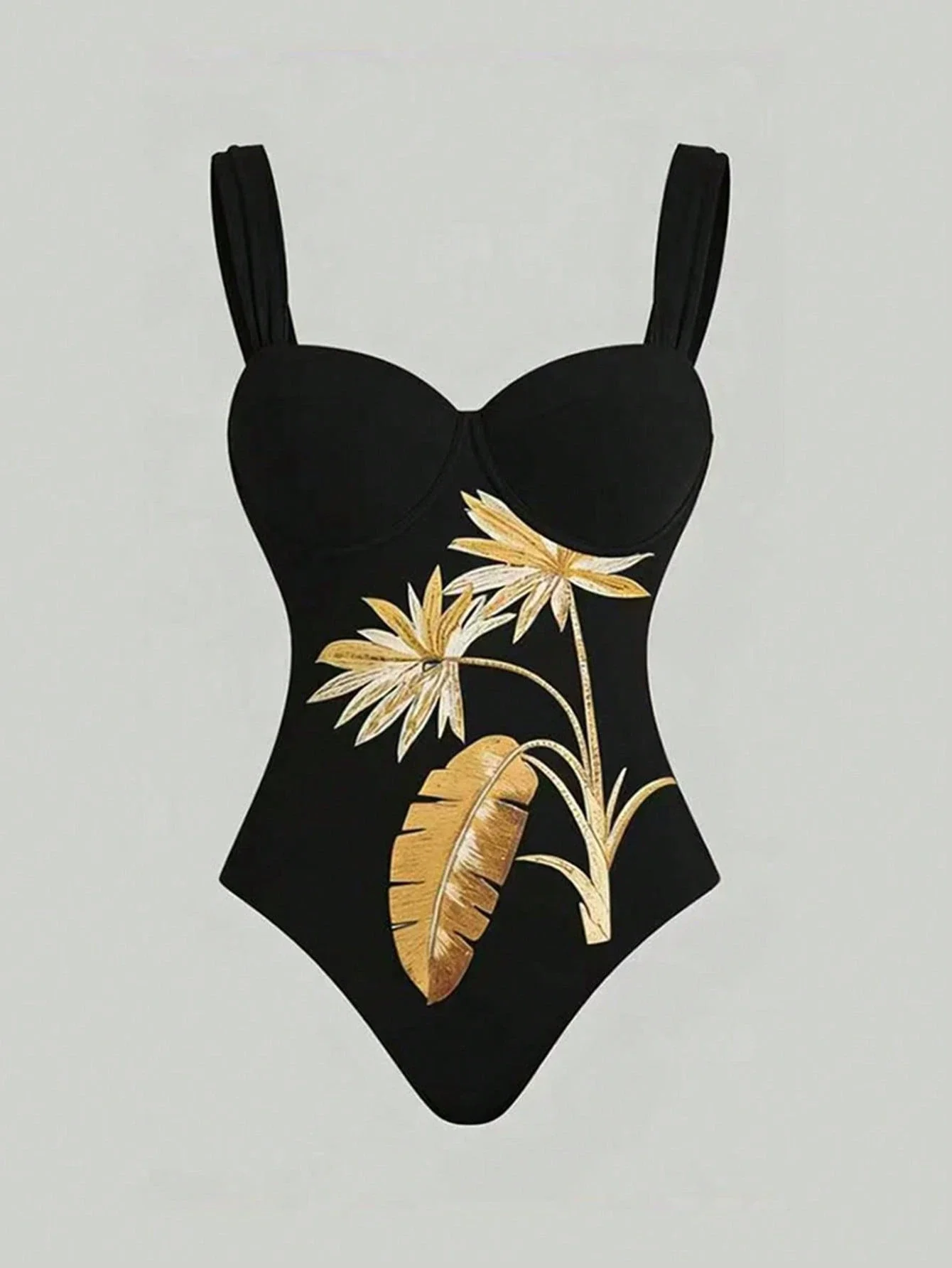 Черный цельный купальник с растительным принтом и подходящей юбкой, комплект для пляжного отдыха для женщин
Черный цельный купальник с растительным принтом и подходящей юбкой, комплект для пляжного отдыха для женщин