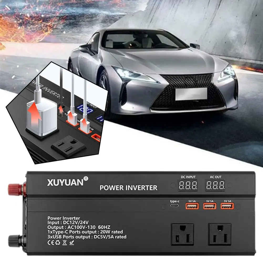 Car Inverter Inverter Car Converter Power Inverter 110V AC DC Ports Solar Adapter Accessories USB Car 12V/24V To 4 Q9N4 
Car Inverter Inverter Car Converter Power Inverter 110V AC DC Ports Solar Adapter Accessories USB Car 12V/24V To 4 Q9N4