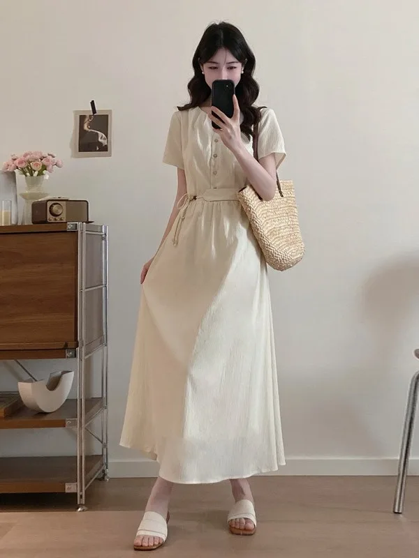 plus Size Women's Yellow V-Neck Short Sleeve Dress Drawstring Waist Slimming A-Line Long Dress Summer New Style Commute Wind
plus Size Women's Yellow V-Neck Short Sleeve Dress Drawstring Waist Slimming A-Line Long Dress Summer New Style Commute Wind