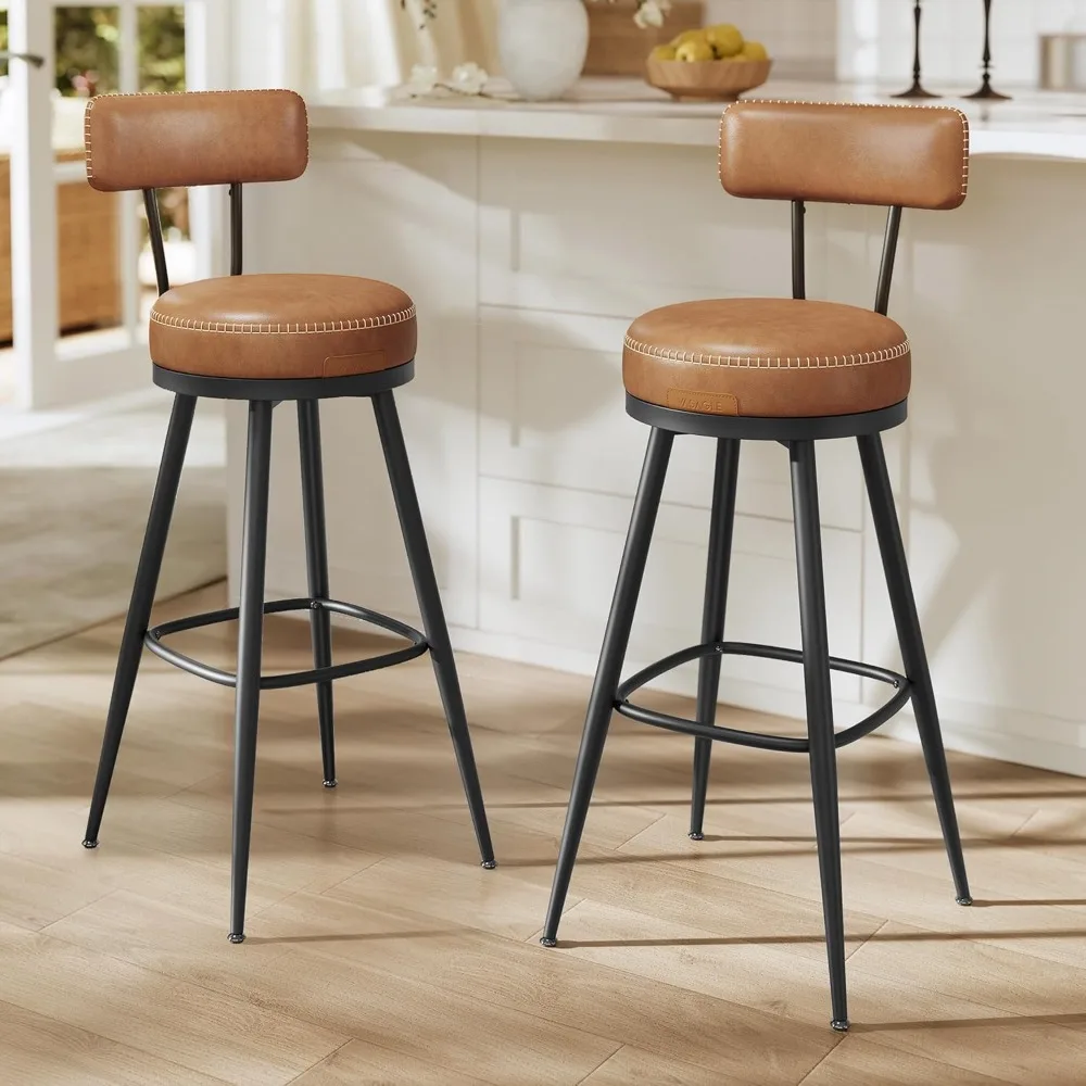 Bar Stools Set of 2, Swivel Bar Height Bar Stools with Back, Synthetic Leather ,Bar chair with backrest and footrest
Bar Stools Set of 2, Swivel Bar Height Bar Stools with Back, Synthetic Leather ,Bar chair with backrest and footrest