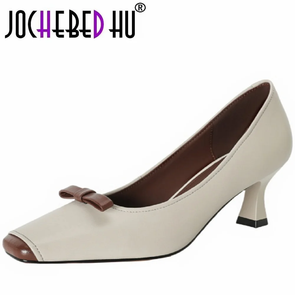 【JOCHEBED HU】Handmade Splicing Mixed Color Women Genuine Leather Slip On Butterfly Knot Mid Heels Shoes 34-40
【JOCHEBED HU】Handmade Splicing Mixed Color Women Genuine Leather Slip On Butterfly Knot Mid Heels Shoes 34-40