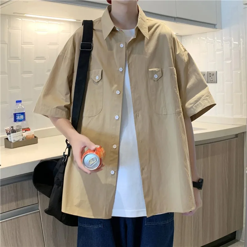Men's Shirts Short Sleeve Cotton Solid Color Loose Fit Casual Turn-Down Collar Formal Beach Shirts Summer Tops Clothes B46
Men's Shirts Short Sleeve Cotton Solid Color Loose Fit Casual Turn-Down Collar Formal Beach Shirts Summer Tops Clothes B46