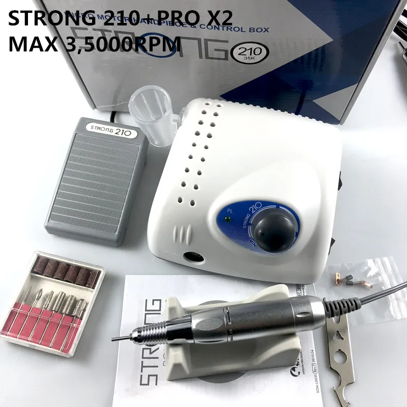 65W 35000RPM Electric Nail Drill Machine Strong 210 Model PRO X2 Handpiece Manicure Pedicure Nail File Bit Nail Art Equipment
65W 35000RPM Electric Nail Drill Machine Strong 210 Model PRO X2 Handpiece Manicure Pedicure Nail File Bit Nail Art Equipment