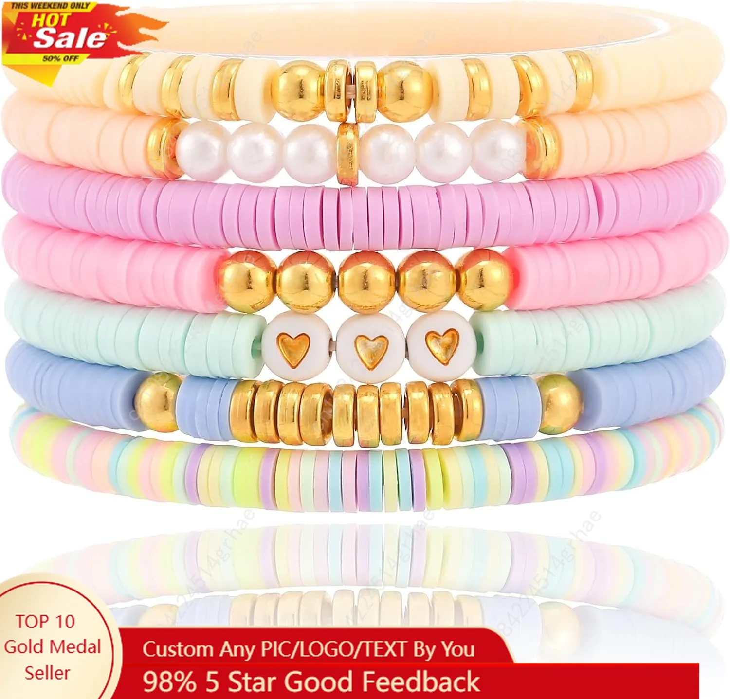 Friendship Bracelets Trendy Heishi Clay Bead Bracelets Stack Gold Beaded Stretch Bracelets for Women Boho Stackable Bracelet Bu
Friendship Bracelets Trendy Heishi Clay Bead Bracelets Stack Gold Beaded Stretch Bracelets for Women Boho Stackable Bracelet Bu