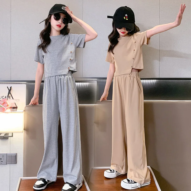 2024 New Summer Teenger Girls Clothing Sets Children Short Tops + Wide Leg Pants 2Pcs Outfits Kids Tracksuit 5 6 8 10 12 14 Year
2024 New Summer Teenger Girls Clothing Sets Children Short Tops + Wide Leg Pants 2Pcs Outfits Kids Tracksuit 5 6 8 10 12 14 Year