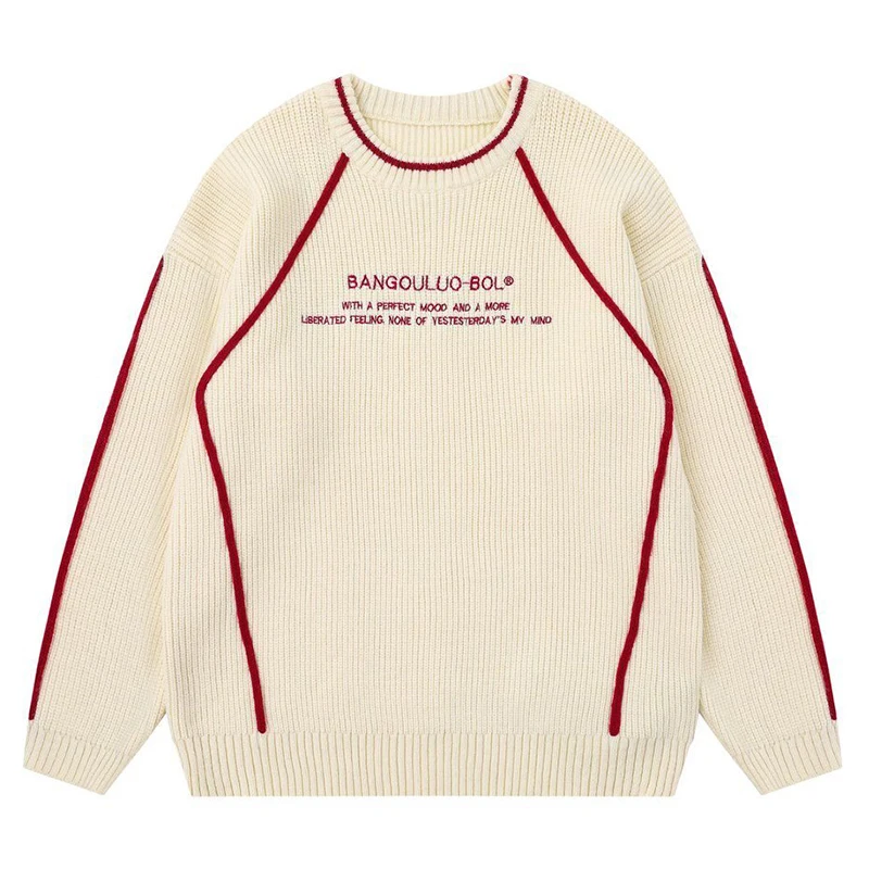 Autumn Mens Knitted Jumper Sweaters Contrast Stitching Warm Pullovers Streetwear Harajuku Casual Loose Fit Knitwear Clothing
Autumn Mens Knitted Jumper Sweaters Contrast Stitching Warm Pullovers Streetwear Harajuku Casual Loose Fit Knitwear Clothing