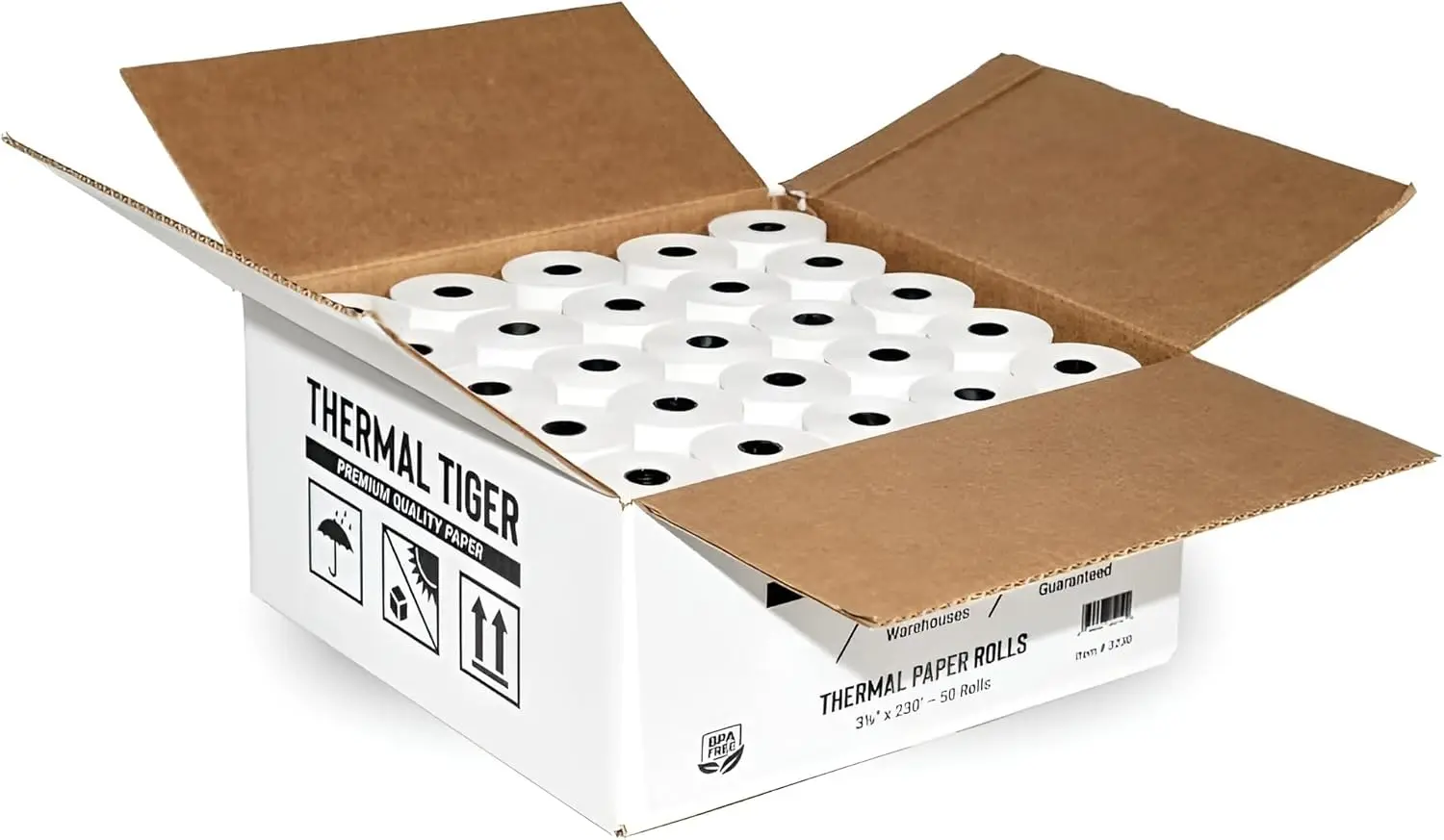 3 1/8" x 230 ft Thermal Paper Rolls, Single-Ply, White, 50 Rolls - BPA-Free, Clear Prints
3 1/8" x 230 ft Thermal Paper Rolls, Single-Ply, White, 50 Rolls - BPA-Free, Clear Prints