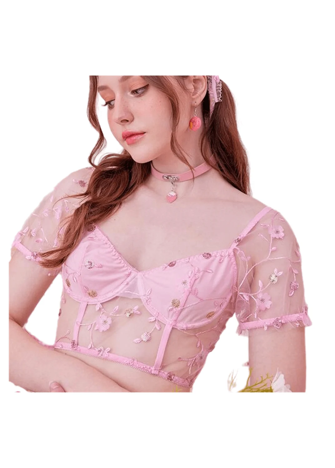 New Fishbone Embroidery Flower Underwear Europe and America Gauze Backless Lace Short Sleeve Sexy Girl Pink Outer Coat Bandeau
New Fishbone Embroidery Flower Underwear Europe and America Gauze Backless Lace Short Sleeve Sexy Girl Pink Outer Coat Bandeau