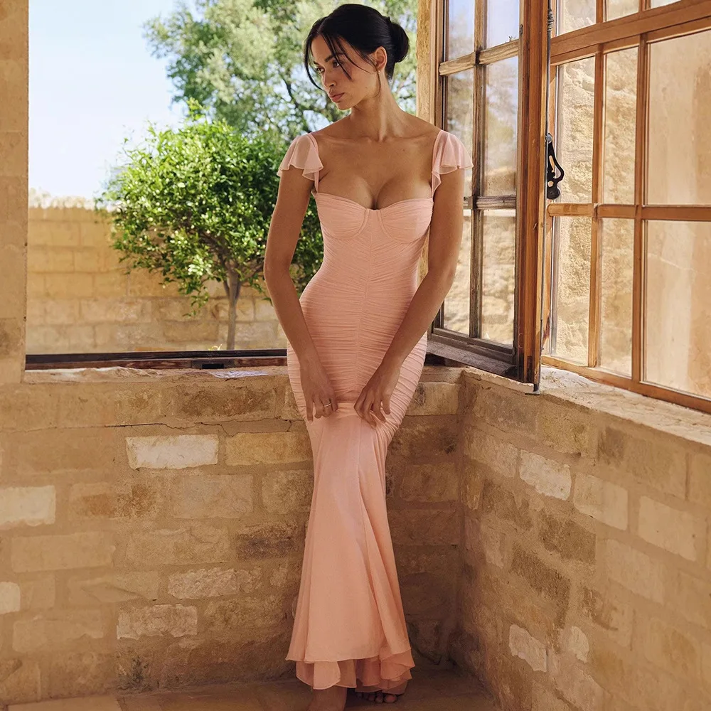 Sexy Summer Prom Dress Short Sleeves Ruffles Beach Long Sheath Mermaid Party Gown Formal Bridal Wedding Birthday Holiday Robe
Sexy Summer Prom Dress Short Sleeves Ruffles Beach Long Sheath Mermaid Party Gown Formal Bridal Wedding Birthday Holiday Robe