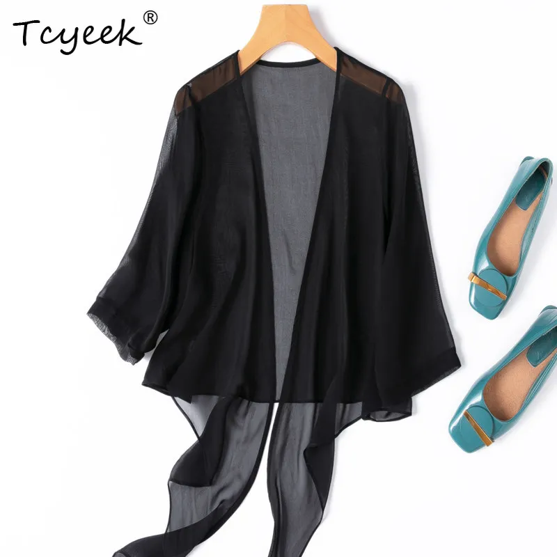 Tcyeek 100% Real Mulberry Silk Woman Tops 2026 Summer Simple Short-style Black Sun Protection Coats Women Clothing Tops De Mujer
Tcyeek 100% Real Mulberry Silk Woman Tops 2026 Summer Simple Short-style Black Sun Protection Coats Women Clothing Tops De Mujer