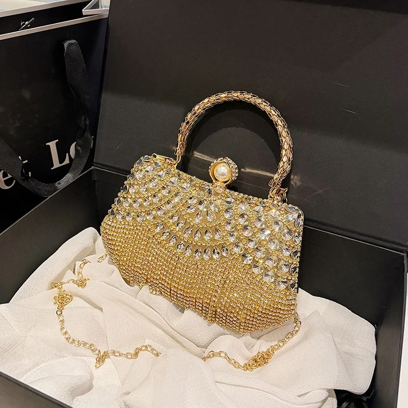 Super Exquisite Diamonds Frame Shoulder & Crossbody Bags Tassel Chains Stylish Design Party Handbags for Women 2025 New Hot Sale
Super Exquisite Diamonds Frame Shoulder & Crossbody Bags Tassel Chains Stylish Design Party Handbags for Women 2025 New Hot Sale