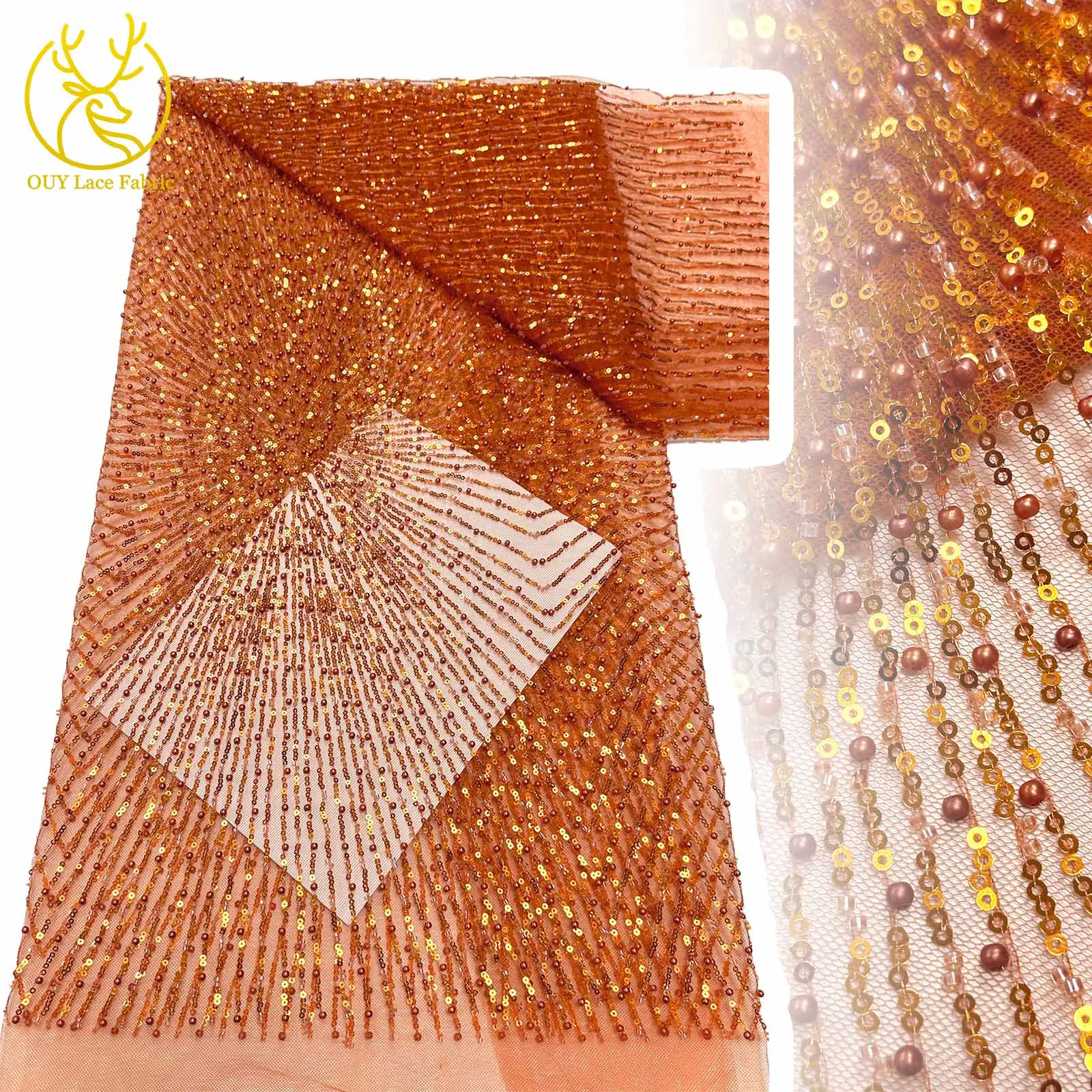 Orange 2025 High Quality African Beaded Lace Fabric Nigeria French Tulle Beaded Mesh Lace Material Banquet Luxury Dress 5 Yards
Orange 2025 High Quality African Beaded Lace Fabric Nigeria French Tulle Beaded Mesh Lace Material Banquet Luxury Dress 5 Yards