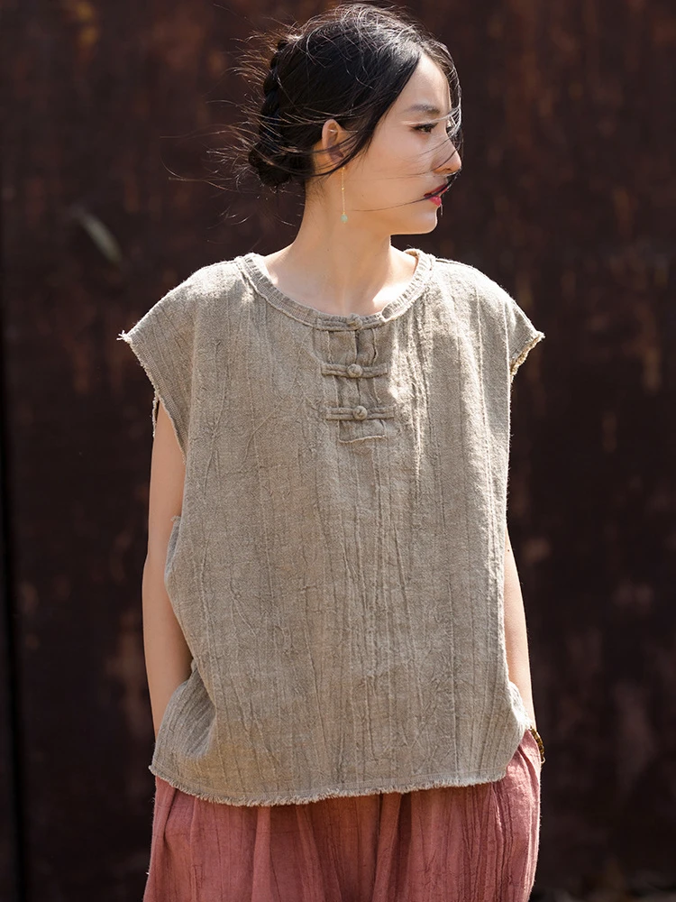 Women Summer Casual T-shirts New Arrival 2025 Chinese Style Vintage Cotton Linen Loose Female Sleeveless Basics Tops Tees M399
Women Summer Casual T-shirts New Arrival 2025 Chinese Style Vintage Cotton Linen Loose Female Sleeveless Basics Tops Tees M399