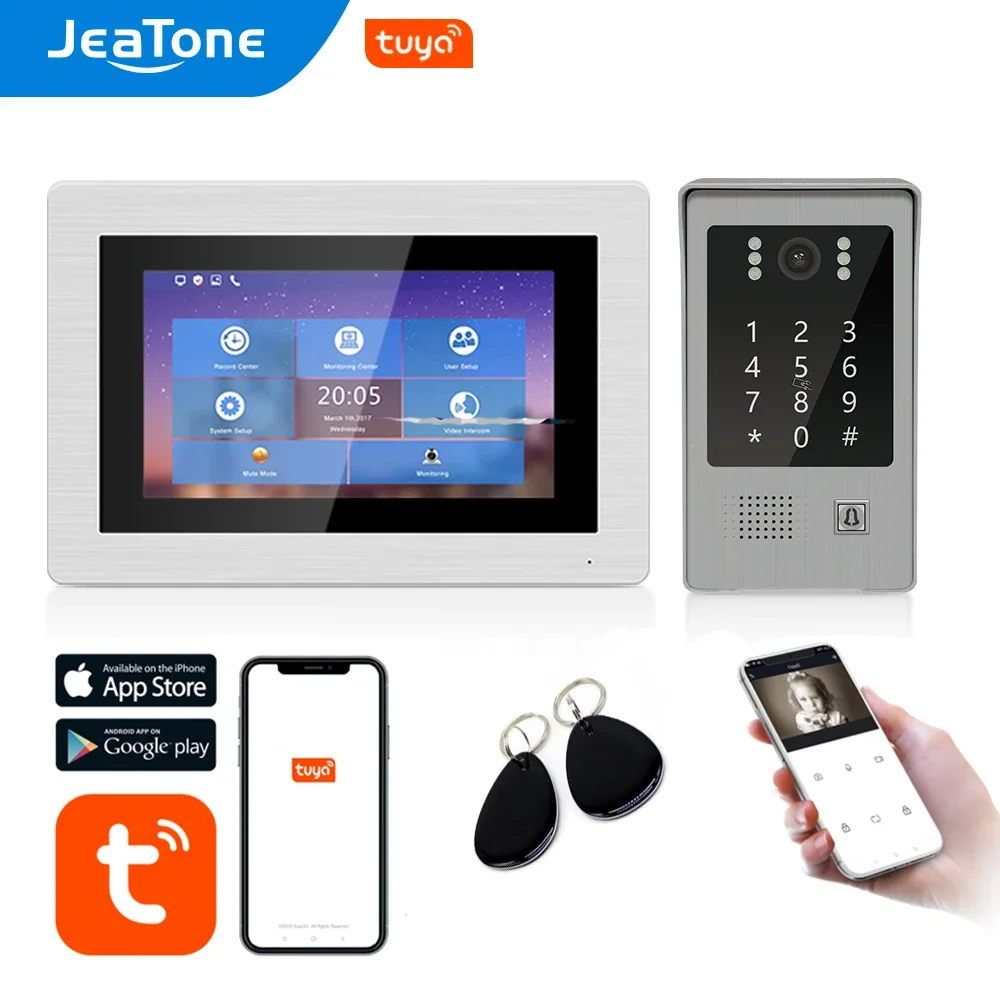 JeaTone 1080P Wi-Fi видеодомофон 7 ''сенсорный экран приложение Tuya удаленный дверной звонок разблокировка кода клавиатура RFIC-карта система контроля доступа
JeaTone 1080P Wi-Fi видеодомофон 7 ''сенсорный экран приложение Tuya удаленный дверной звонок разблокировка кода клавиатура RFIC-карта система контроля доступа
