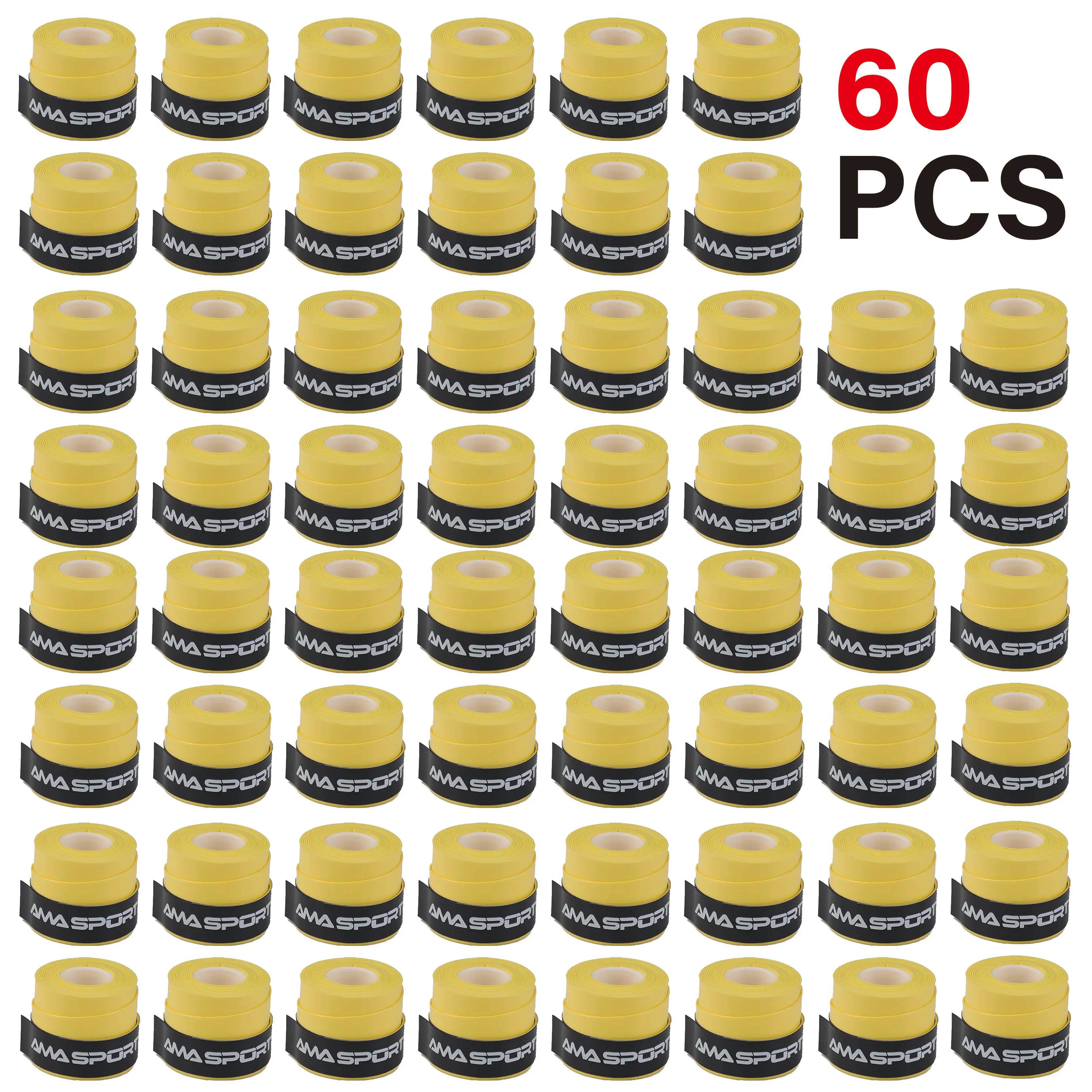 AMASPORT 60PCS Tennis Racket Grip Tape,Ultra Absorbent,High Comfort Tennis Racket Grips-Pro Tested,Precut Tennis Grip