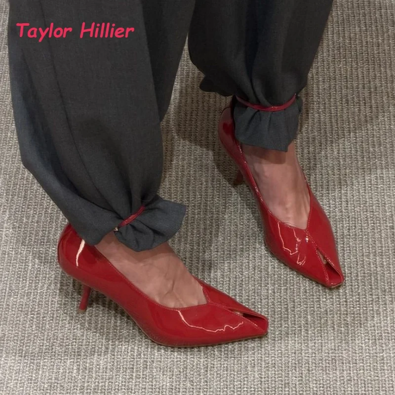 Patent Leather Peep Toe Slingback Pumps Women Chic Split Pointed Toe Ankle Strap Ladies Classy Kitten Heel Party Shoes
Patent Leather Peep Toe Slingback Pumps Women Chic Split Pointed Toe Ankle Strap Ladies Classy Kitten Heel Party Shoes