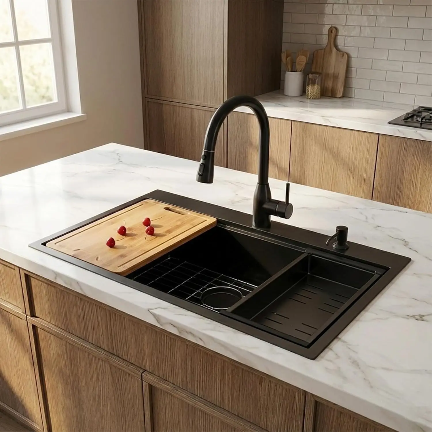 32 Inch Undermount Kitchen Sink, 16 Gauge Stainless Steel, Handmade with Offset Drain for Kitchen
32 Inch Undermount Kitchen Sink, 16 Gauge Stainless Steel, Handmade with Offset Drain for Kitchen