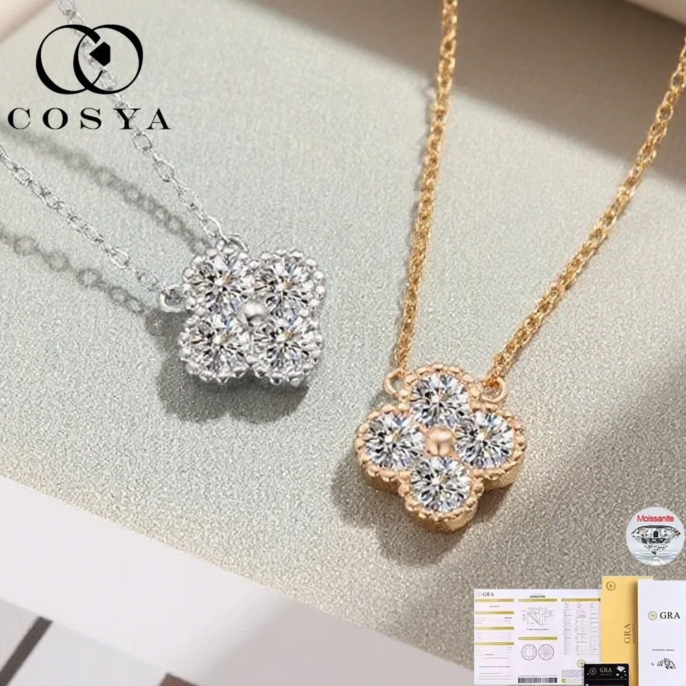 COSYA GRA Certified Moissanite Pendant Necklaces S925 Sliver 4 Stone Leaf Clover Neck Chain for Women Wedding Fine Jewelry Gift
COSYA GRA Certified Moissanite Pendant Necklaces S925 Sliver 4 Stone Leaf Clover Neck Chain for Women Wedding Fine Jewelry Gift