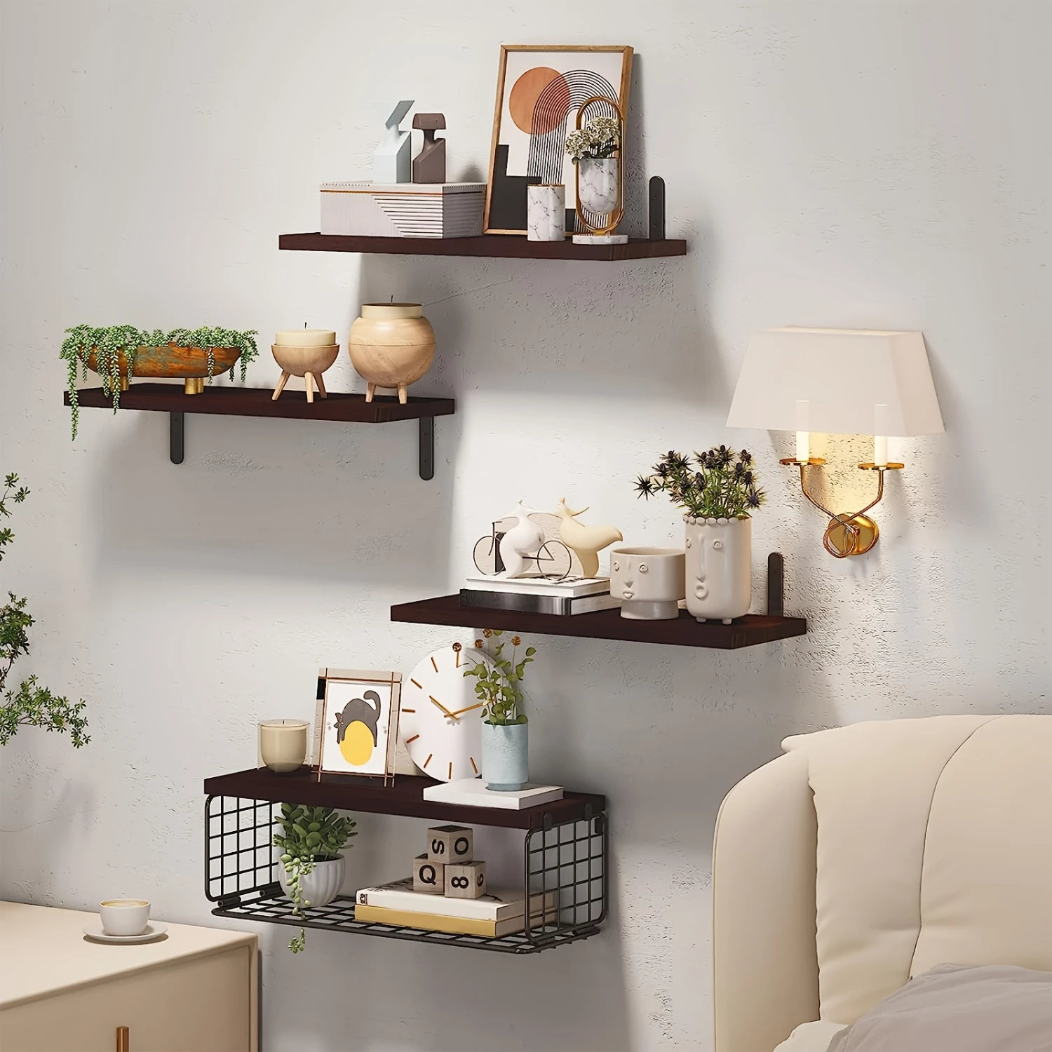 Rustic Decor For Living Room Floating Shelves 15.8x5.9x5.5in Wall Mounted For Decor, Bathroom Shelves Over Toilet With Wire Ba
Rustic Decor For Living Room Floating Shelves 15.8x5.9x5.5in Wall Mounted For Decor, Bathroom Shelves Over Toilet With Wire Ba