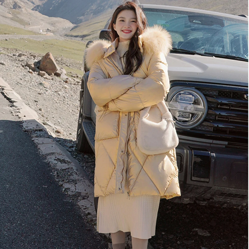 2022 Winter Shiny Wash-Free Down Cotton Coat Women's Mid-Length Loose Chic Cotton Padded Parka Jacket Lady Hooded Warm Outerwear
2022 Winter Shiny Wash-Free Down Cotton Coat Women's Mid-Length Loose Chic Cotton Padded Parka Jacket Lady Hooded Warm Outerwear