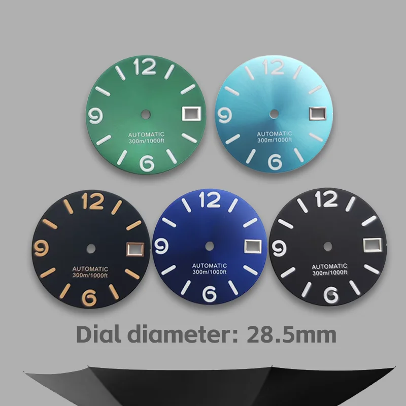 NH35 Dial NH36 Dial Diameter 28.5mm Unbranded Green Luminous Suitable for NH35/NH36/4R/7S Movement Watch Parts 
NH35 Dial NH36 Dial Diameter 28.5mm Unbranded Green Luminous Suitable for NH35/NH36/4R/7S Movement Watch Parts