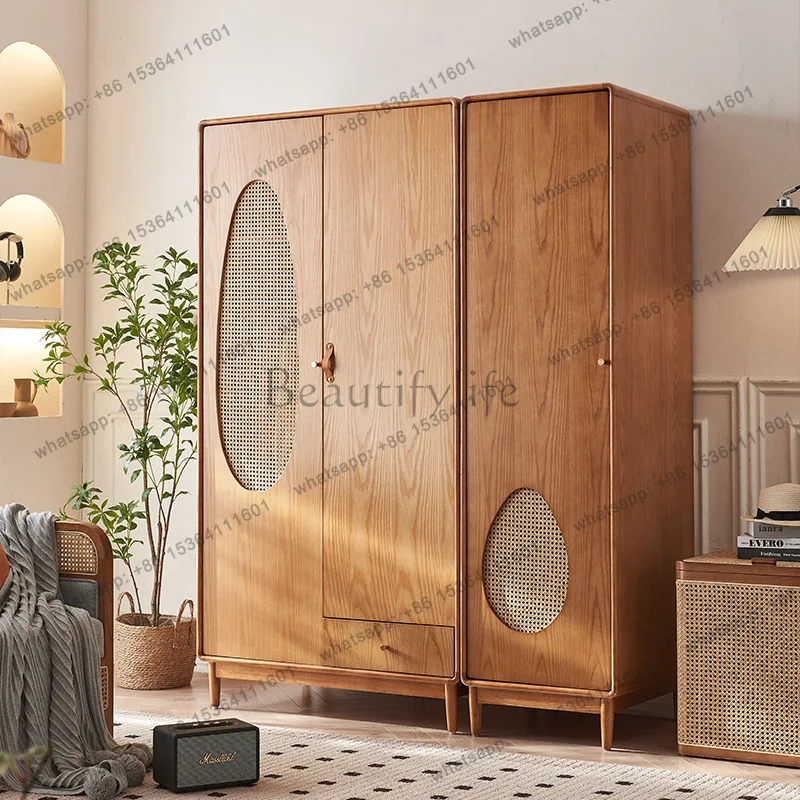New Chinese rattan solid wood wardrobe combination large capacity partition three-door wardrobe multi-function
New Chinese rattan solid wood wardrobe combination large capacity partition three-door wardrobe multi-function