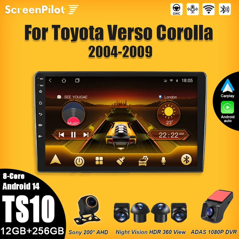 Android 15 For Toyota Verso Corolla 2004-2009 Multimedia Video Player GPS Navigation Bluetooth Intelligent System Wifi RDS 5G
Android 15 For Toyota Verso Corolla 2004-2009 Multimedia Video Player GPS Navigation Bluetooth Intelligent System Wifi RDS 5G
