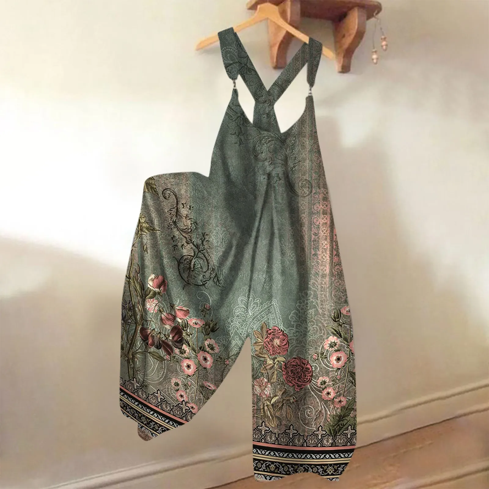 Autumn Women Floral Tribal Print Patchwork Wide Leg Jumpsuit Party Fashion O-Neck Overalls Lady Asymmetrical Jumpsuit Robe
Autumn Women Floral Tribal Print Patchwork Wide Leg Jumpsuit Party Fashion O-Neck Overalls Lady Asymmetrical Jumpsuit Robe