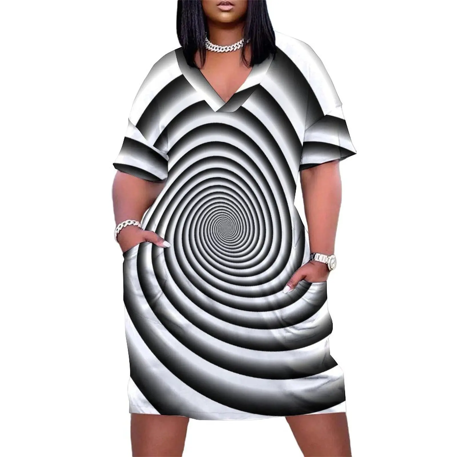 Monochrome Swirl Loose Pocket Dress sexy dress for women clothing women summer 2025
Monochrome Swirl Loose Pocket Dress sexy dress for women clothing women summer 2025