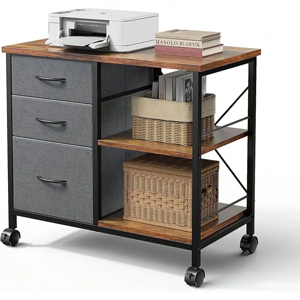 3Tier Mobile File Cabinet, Printer Stand With Storage, Office Table With Drawers And Back Support Bar, Holds 110lb For Home Off
3Tier Mobile File Cabinet, Printer Stand With Storage, Office Table With Drawers And Back Support Bar, Holds 110lb For Home Off