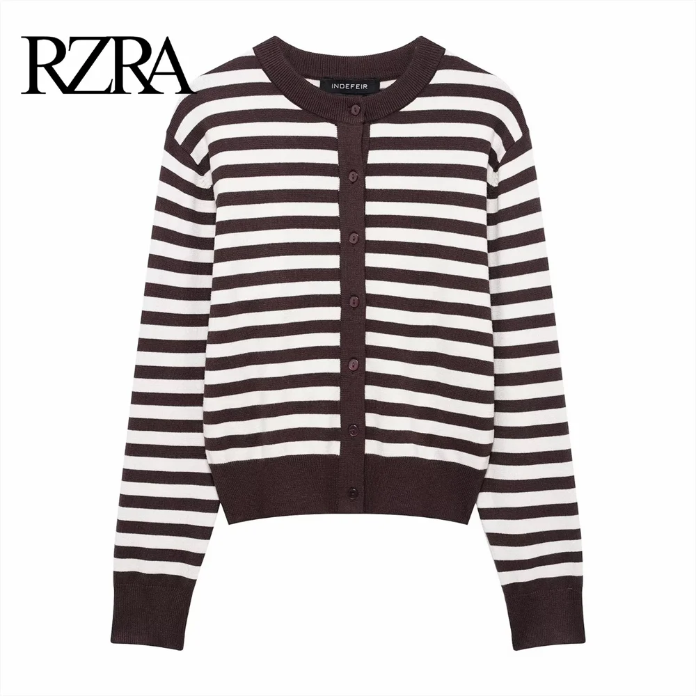 2025 RZRA Spring New Women's Fashion Casual Style Striped Knitted Round Neck Long Sleeve Sweater Loose Coat
2025 RZRA Spring New Women's Fashion Casual Style Striped Knitted Round Neck Long Sleeve Sweater Loose Coat