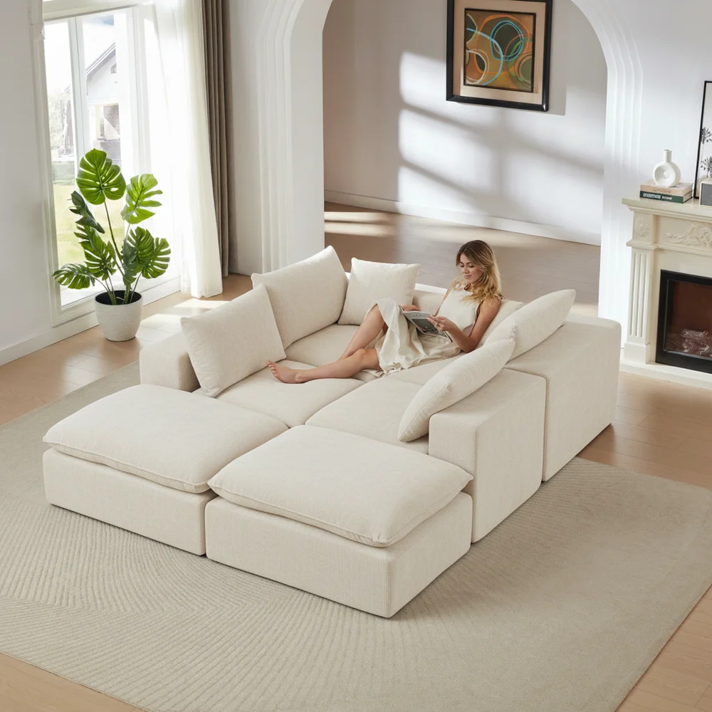 Modern Chenille Cloud Sofa: Freely Combinable, Comfortable, Ideal for Modern Living in Homes, Apartments & Offices
Modern Chenille Cloud Sofa: Freely Combinable, Comfortable, Ideal for Modern Living in Homes, Apartments & Offices