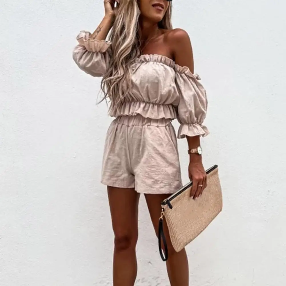 Clubwear Two Piece Set Lady Soft Summer Outfit Stylish Women's Club Party Outfit Off Shoulder Crop Top High Waist Shorts Set
Clubwear Two Piece Set Lady Soft Summer Outfit Stylish Women's Club Party Outfit Off Shoulder Crop Top High Waist Shorts Set