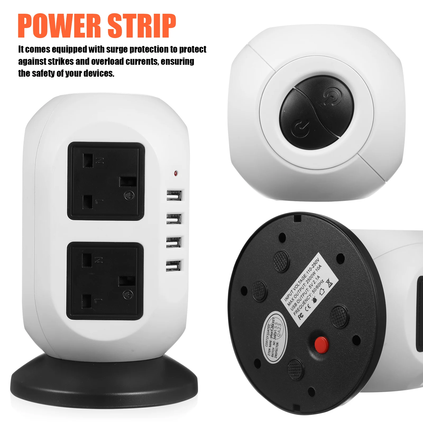 1.5M 6 Outlets Power Strip Surge Protector 3 Usb Ports Vertical Design Multi Plug Socket Extension Household Electrical Outlet
1.5M 6 Outlets Power Strip Surge Protector 3 Usb Ports Vertical Design Multi Plug Socket Extension Household Electrical Outlet