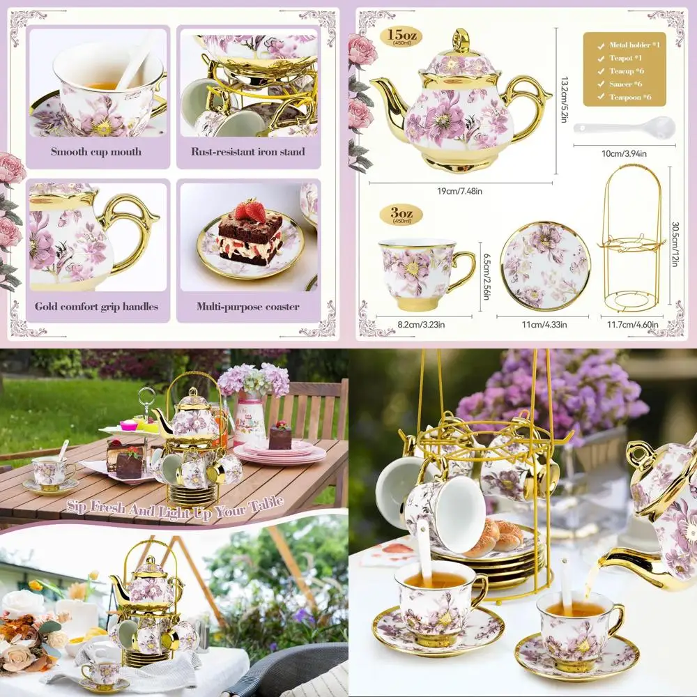 Изысканный фарфоровый чайный сервиз из 20 предметов с металлической подставкой, в европейском стиле с золотой росписью, идеально подходит для взрослых и торжеств (чашки 500 мл)
Изысканный фарфоровый чайный сервиз из 20 предметов с металлической подставкой, в европейском стиле с золотой росписью, идеально подходит для взрослых и торжеств (чашки 500 мл)