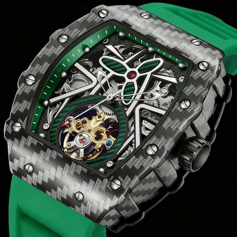 Мужские часы с турбийоном и рисунком из углеродного волокна, светящиеся водонепроницаемые автоматические механические часы для мужчин, военные спортивные часы 
Мужские часы с турбийоном и рисунком из углеродного волокна, светящиеся водонепроницаемые автоматические механические часы для мужчин, военные спортивные часы