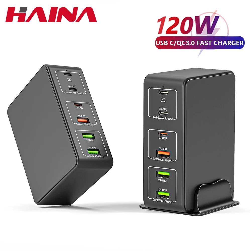 120W USB C Charger 6 Ports Desktop Charging Station Multi ports charging Type C PD 65W Fast Charger For iphone 14 Laptop Tablet
120W USB C Charger 6 Ports Desktop Charging Station Multi ports charging Type C PD 65W Fast Charger For iphone 14 Laptop Tablet