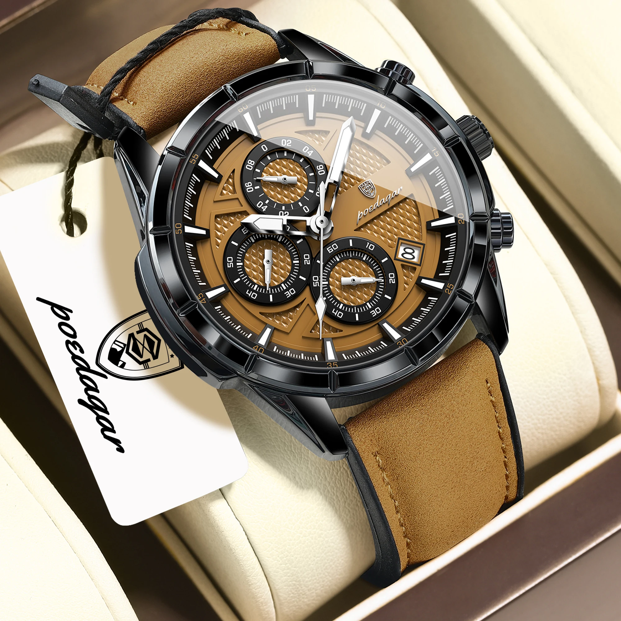 POEDAGAR Top Vintage Men Clcok Fashion Quartz Leather Men's Watches Date Chronograph Waterproof Luminous Business Man Wristwatch
POEDAGAR Top Vintage Men Clcok Fashion Quartz Leather Men's Watches Date Chronograph Waterproof Luminous Business Man Wristwatch
