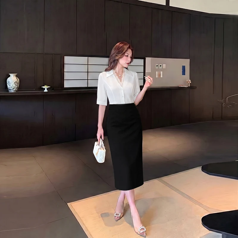 Business Style Two-Piece Set Women's Slimming Top And Skirt Ensemble Summer 2026 Waist-Cinching Fashionable Outfit
Business Style Two-Piece Set Women's Slimming Top And Skirt Ensemble Summer 2026 Waist-Cinching Fashionable Outfit