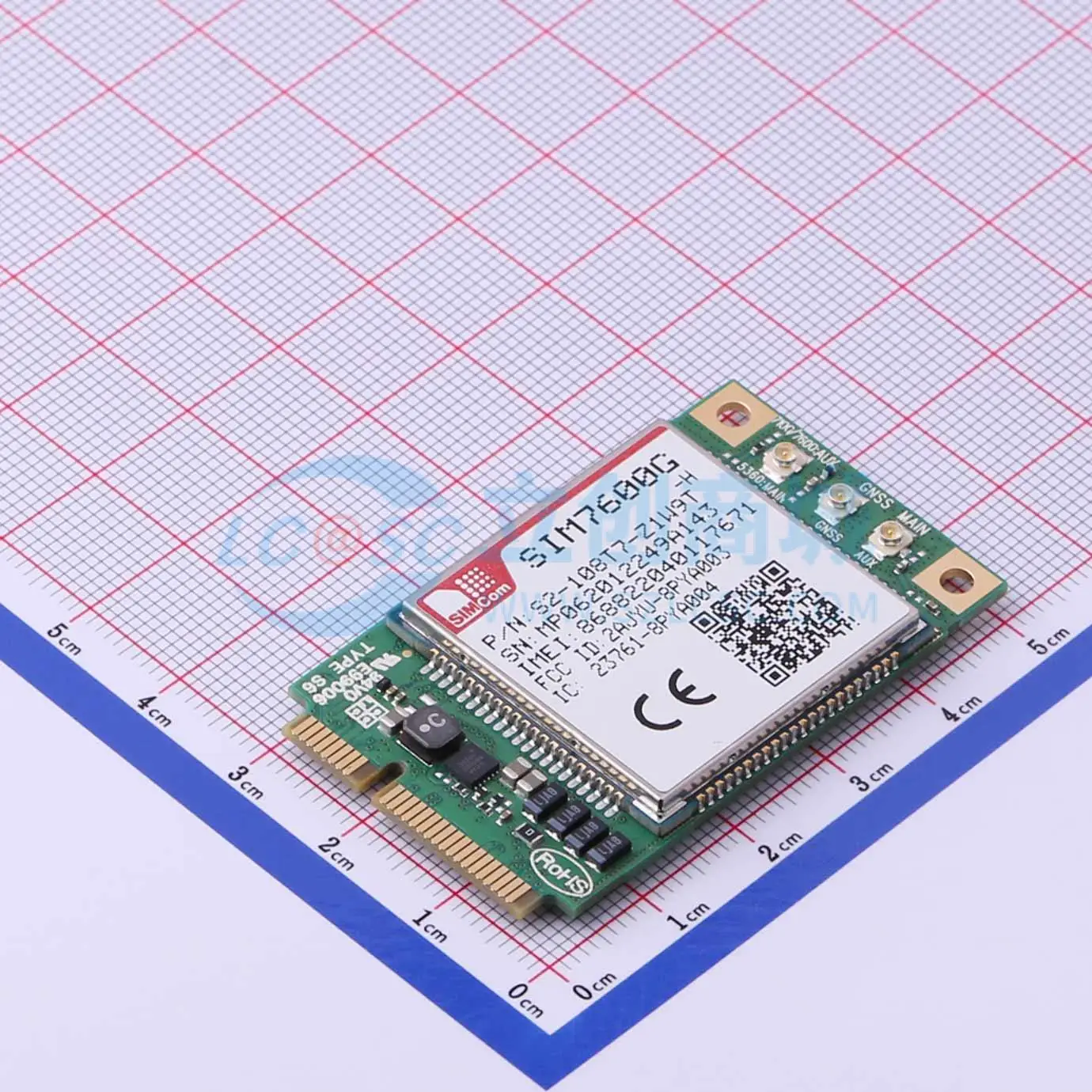 1pcs SIM7600G-H-PCIE GSM LTE HSPA+ EDGE WCDMA GPRS PCM UART USB GPIO Cellular LTE Wireless Communication Module