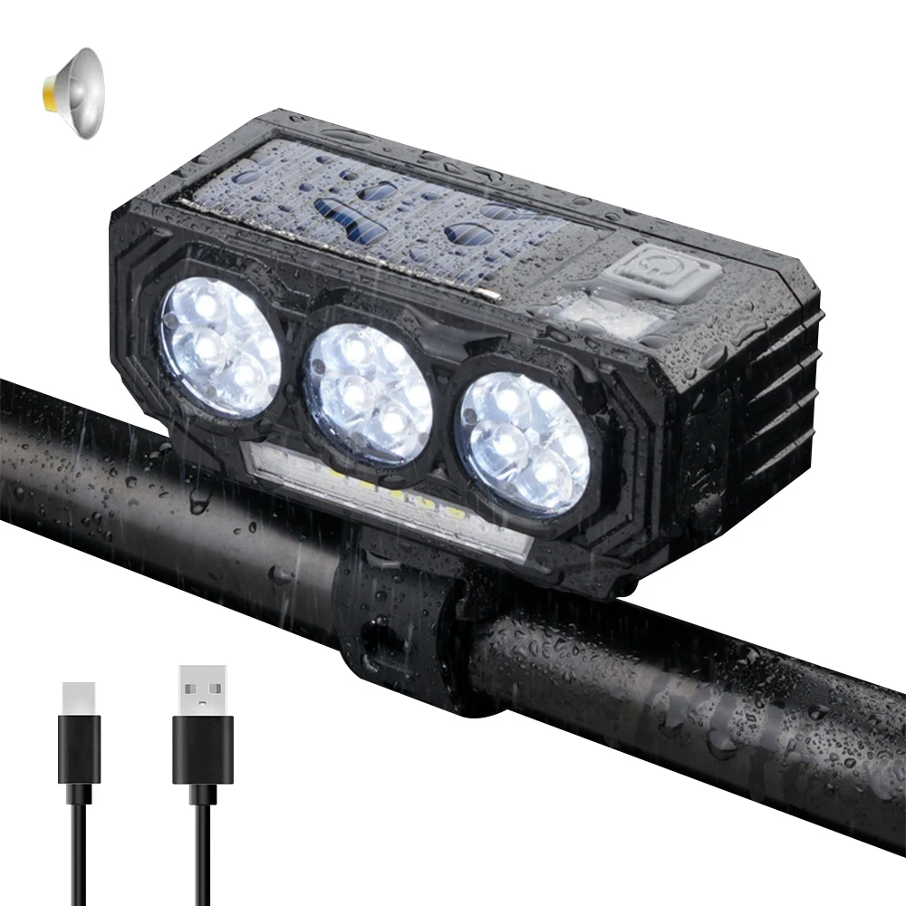 Solar Bicycle 120dB Horn Light Cycling Front Lamp, Rechargeable High Brightness Waterproof Bike Headlight, Easy to Night Riding
Solar Bicycle 120dB Horn Light Cycling Front Lamp, Rechargeable High Brightness Waterproof Bike Headlight, Easy to Night Riding