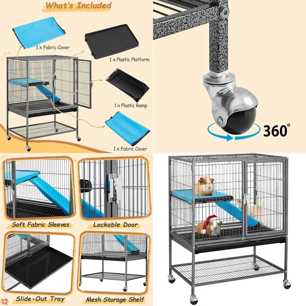 Compact Removable Partition & Platform Small Animal Cage for Rats, Ferrets, and Chinchillas in Black
Compact Removable Partition & Platform Small Animal Cage for Rats, Ferrets, and Chinchillas in Black