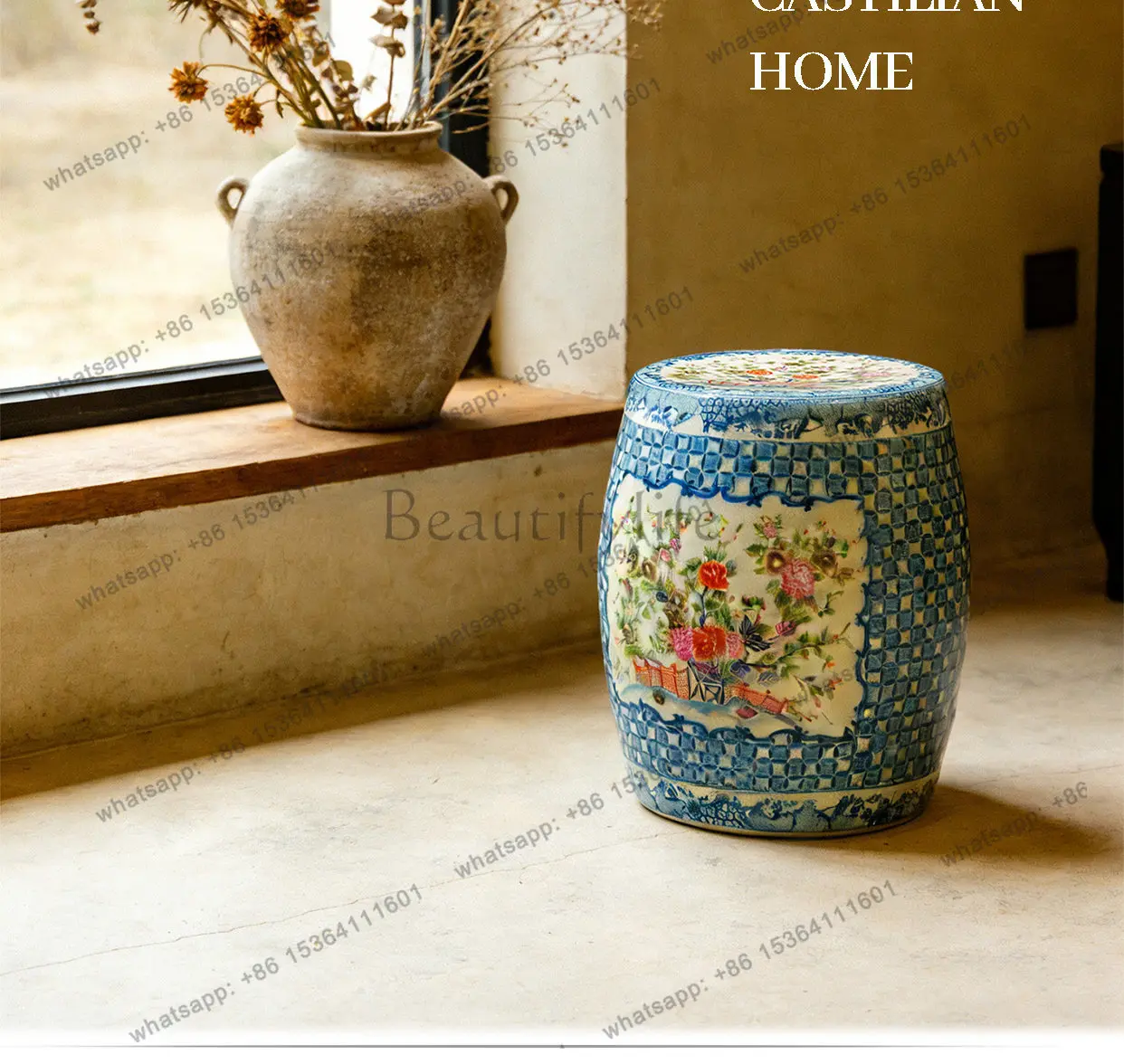 New Chinese hand-painted ceramic drum stool removable side few living room entrance shoe changing stool C6496
New Chinese hand-painted ceramic drum stool removable side few living room entrance shoe changing stool C6496