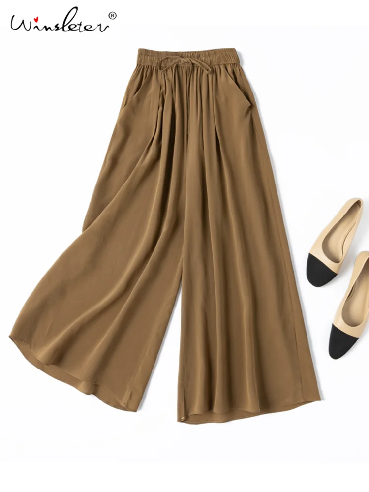 Winsleter, 100%Real Silk Elegant Wide Legs Pants, Women Elastic Waist Solid, Fashion Casual Pants, 2024 Summer Autumn B48152QM
Winsleter, 100%Real Silk Elegant Wide Legs Pants, Women Elastic Waist Solid, Fashion Casual Pants, 2024 Summer Autumn B48152QM