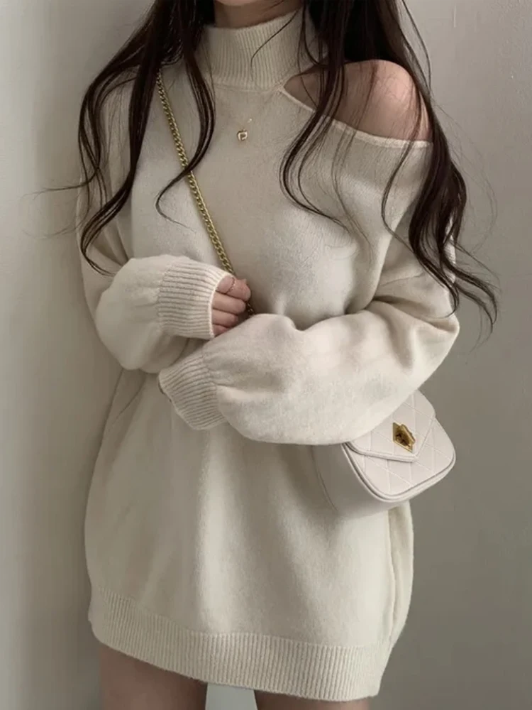 Oversized Knitted Sweater Women Korean Turtleneck Pullover Female Sexy Off Shoulder Knitwear Lady Chic Loose Long Sleeve Jumpers
Oversized Knitted Sweater Women Korean Turtleneck Pullover Female Sexy Off Shoulder Knitwear Lady Chic Loose Long Sleeve Jumpers